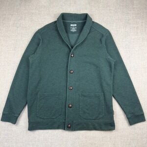 Duluth Trading Co Men's L Green Shawl Collar Button Cardigan Sweatshirt